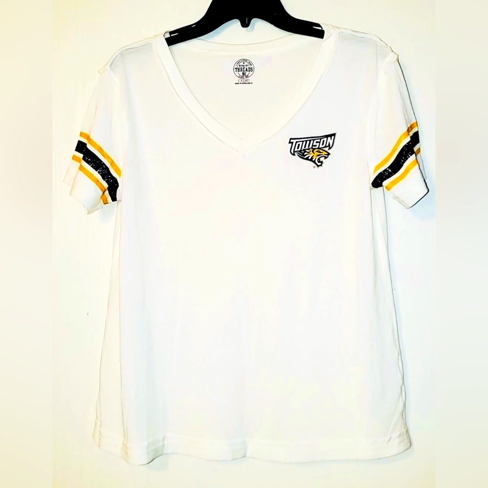 Towson University Women’s White V-Neck T-Shirt NWT Size: S
